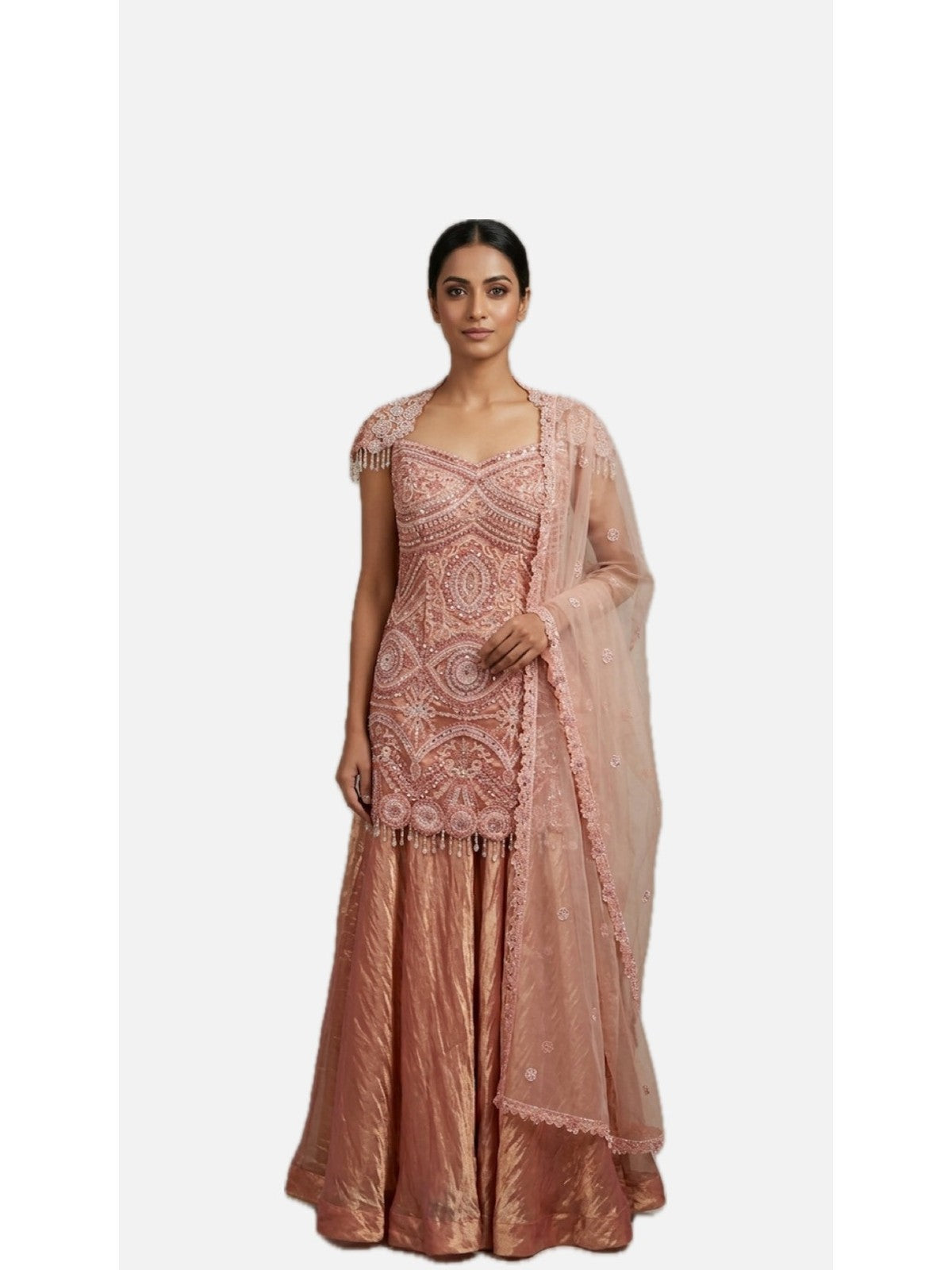 Pink Net Extravagance Sharara Suit