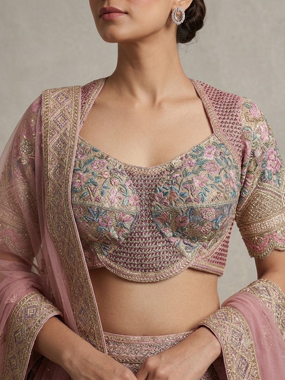 Pink Net Grandeur Lehenga Choli