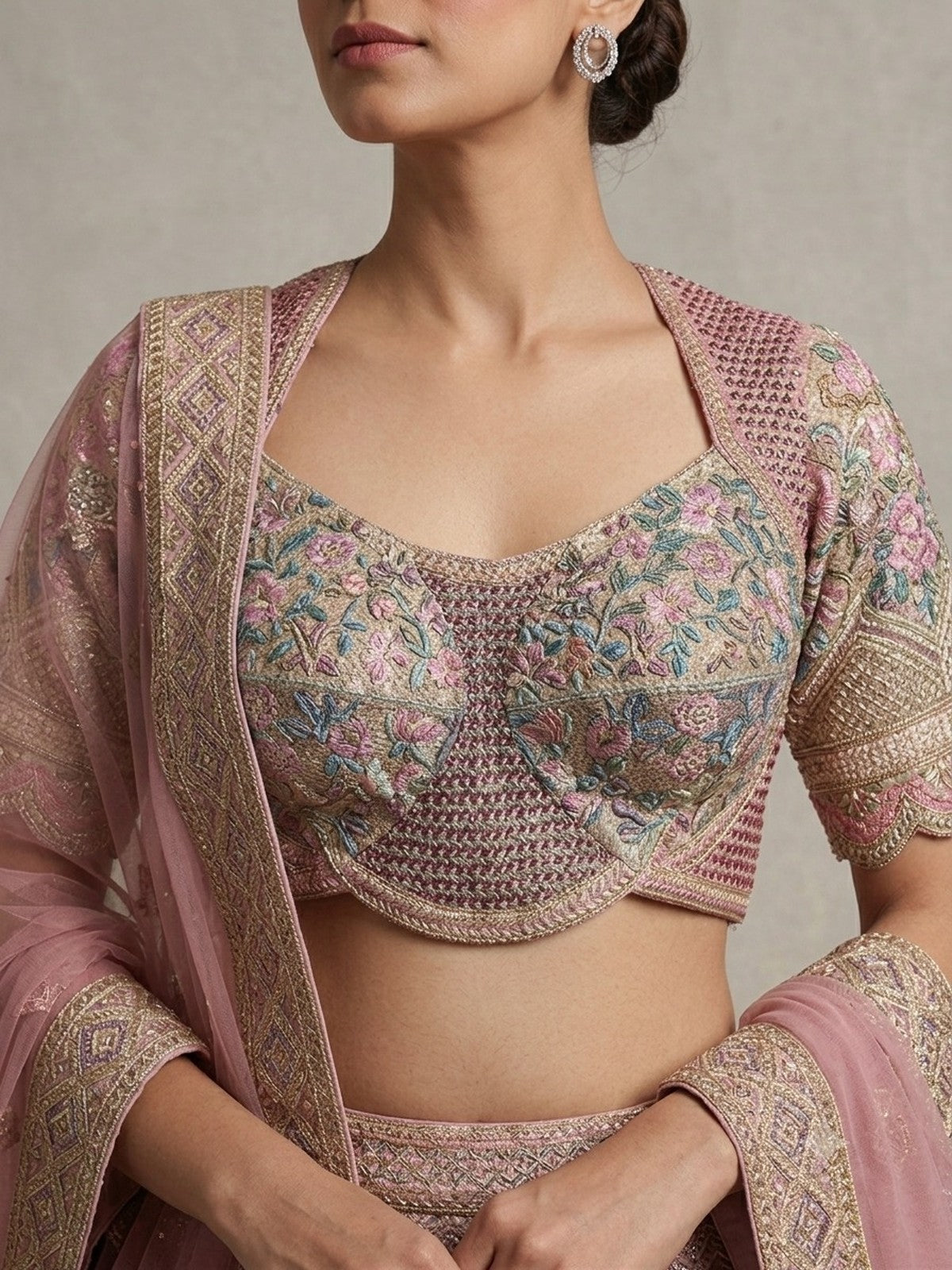 Pink Net Grandeur Lehenga Choli