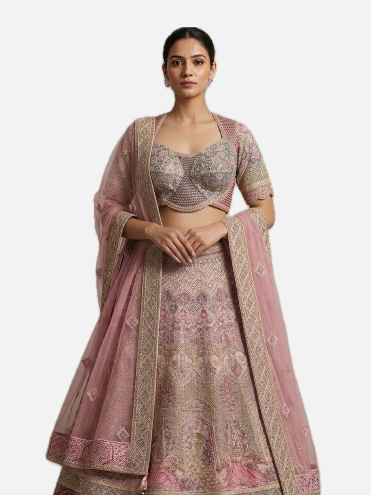 Pink Net Grandeur Lehenga Choli