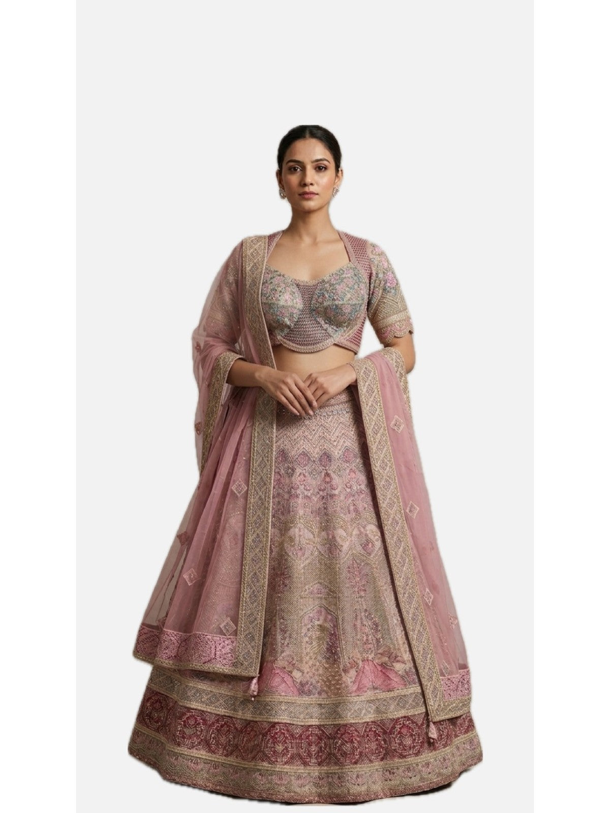 Pink Net Grandeur Lehenga Choli