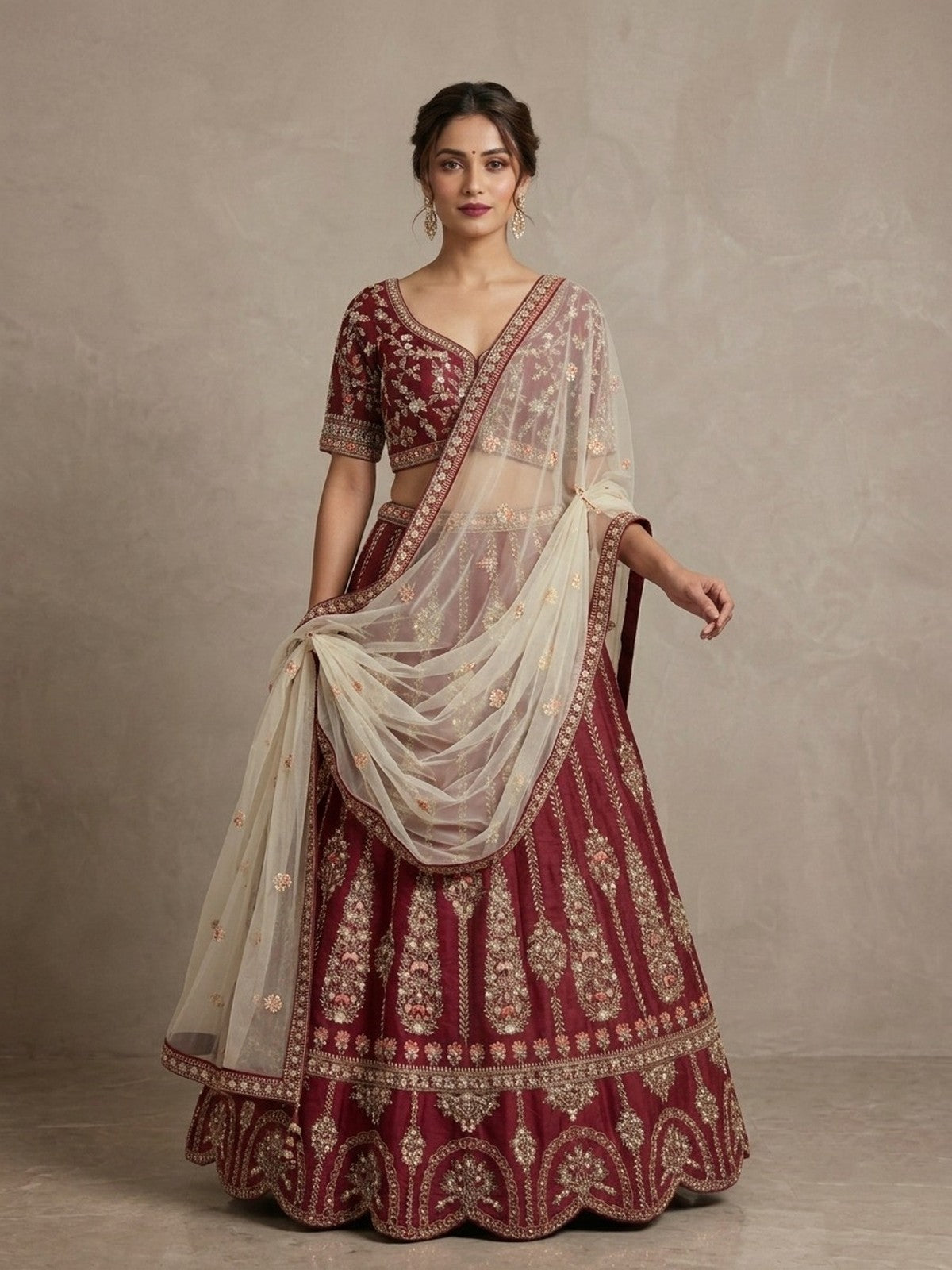 Maroon Heritage Lehenga Choli