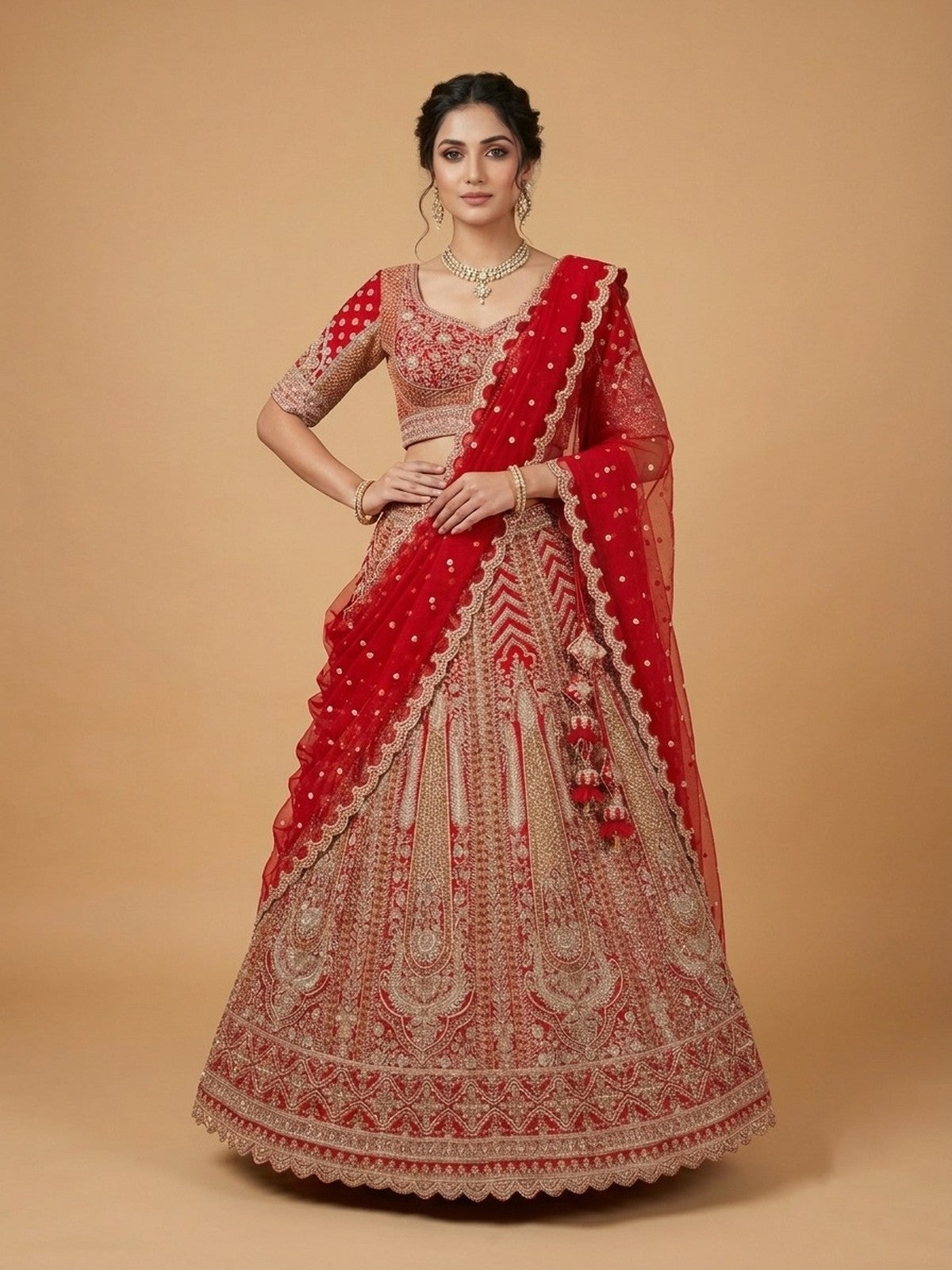 Red Zeb Lehenga Choli