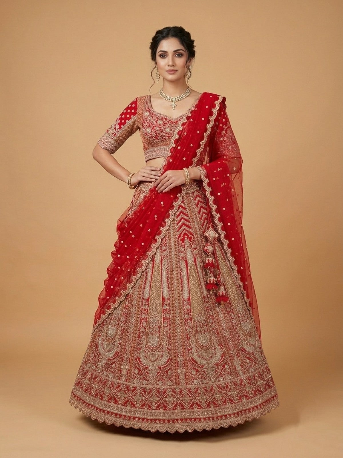 Red Zeb Lehenga Choli