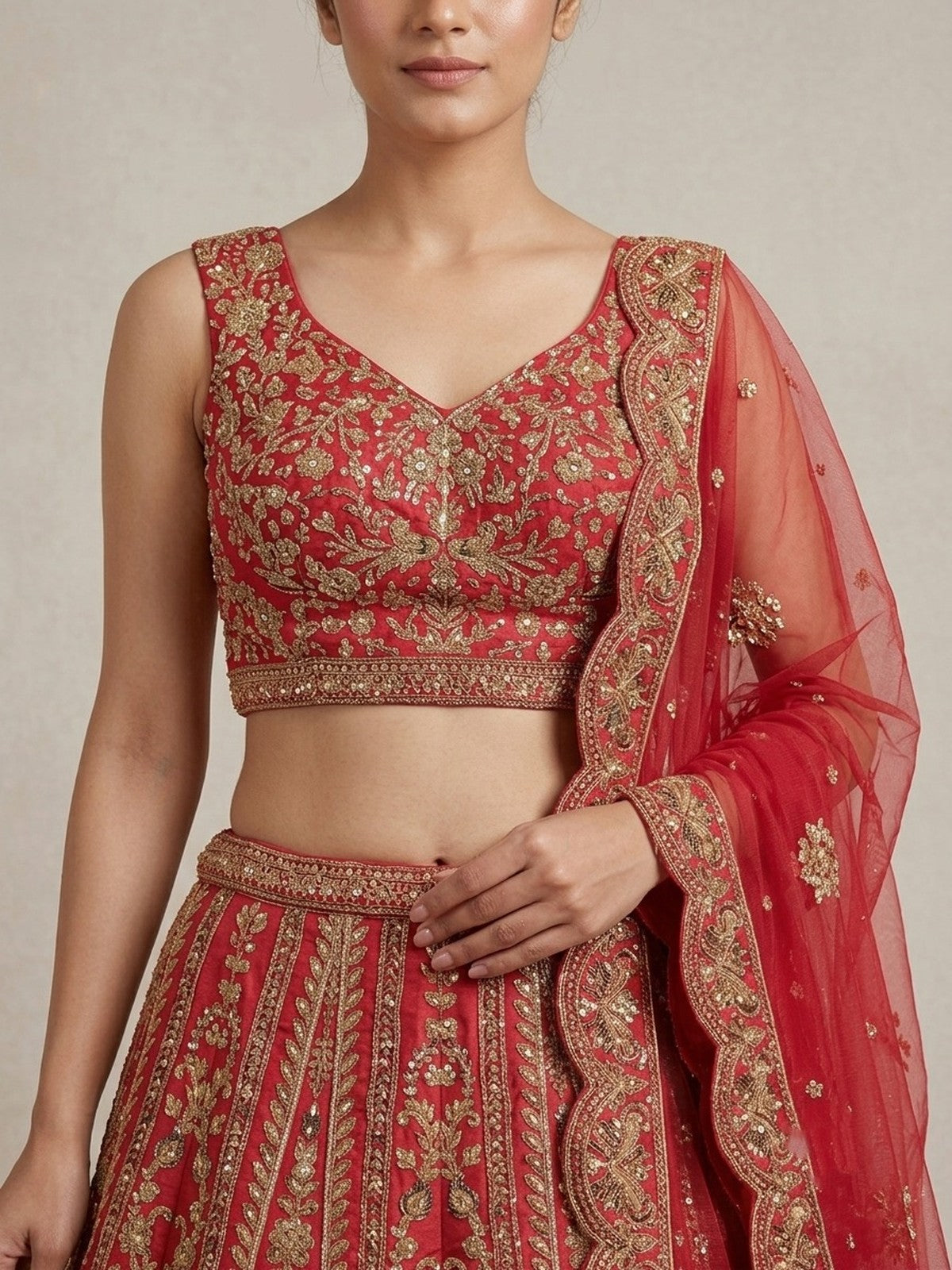 Red Silk Heritage Lehenga Choli