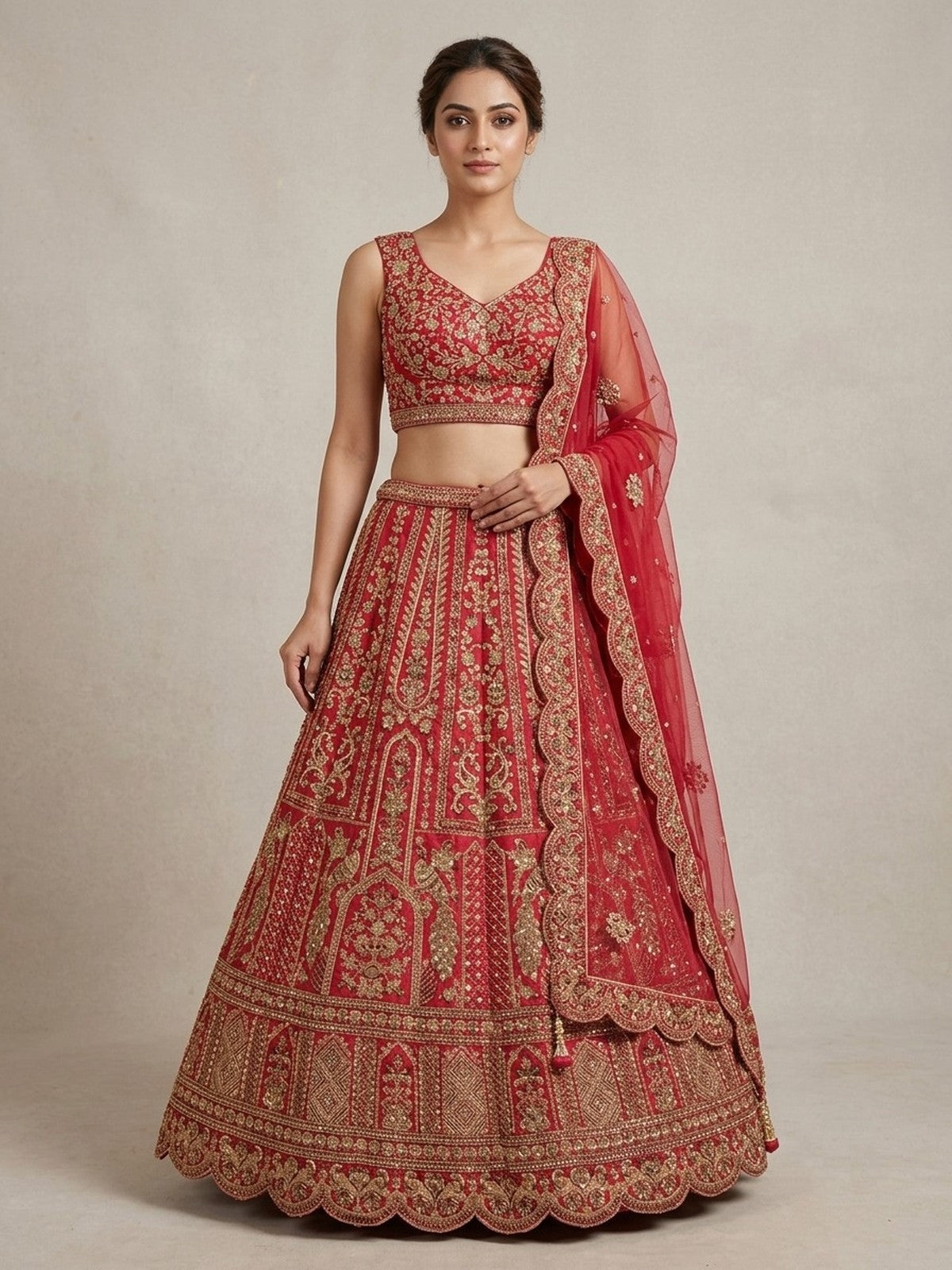 Red Silk Heritage Lehenga Choli