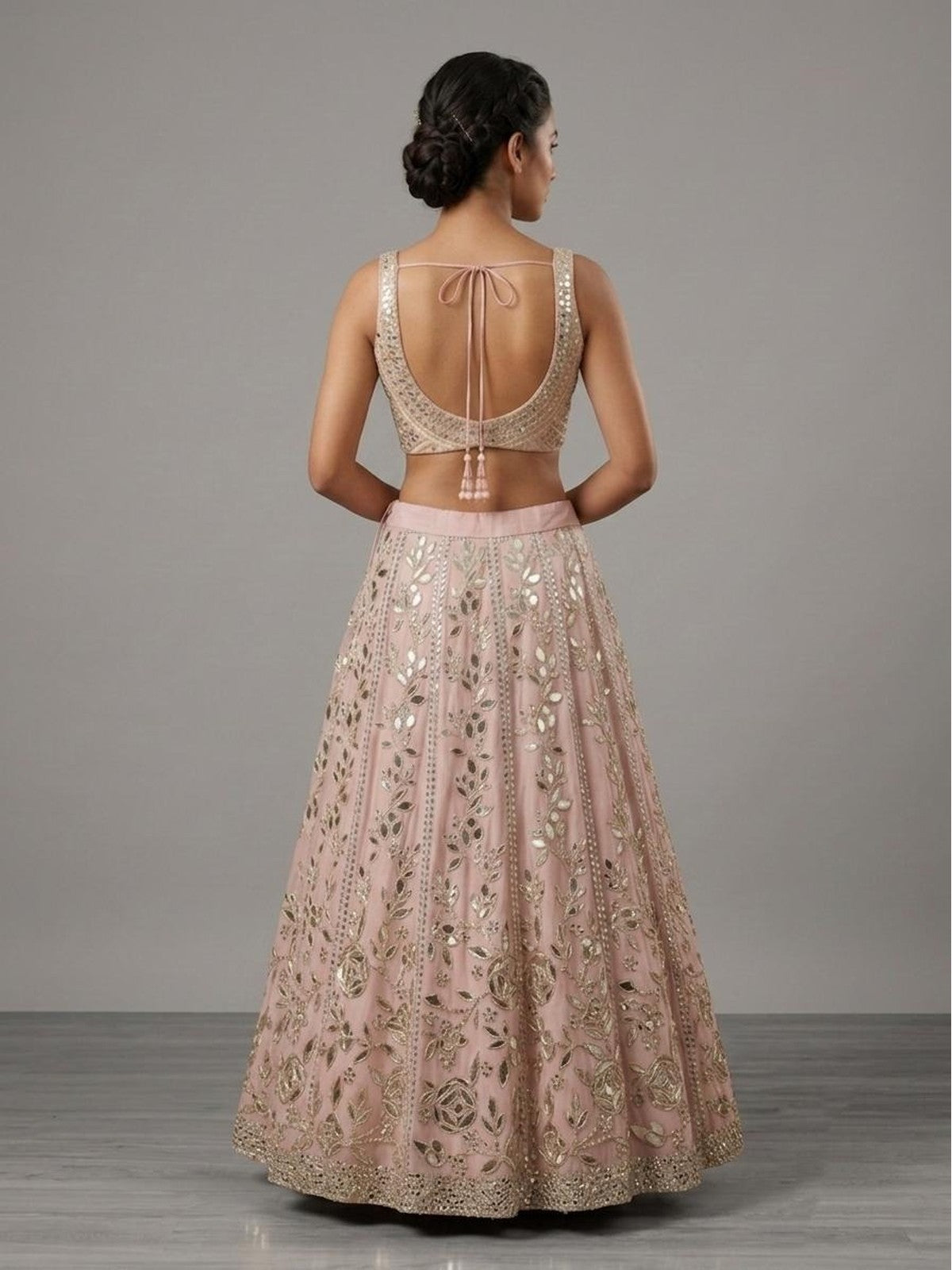 Peach Net Heritage Lehenga Choli