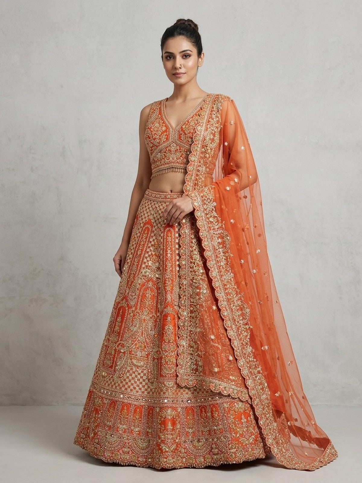 Orange Nazakat Lehenga Choli