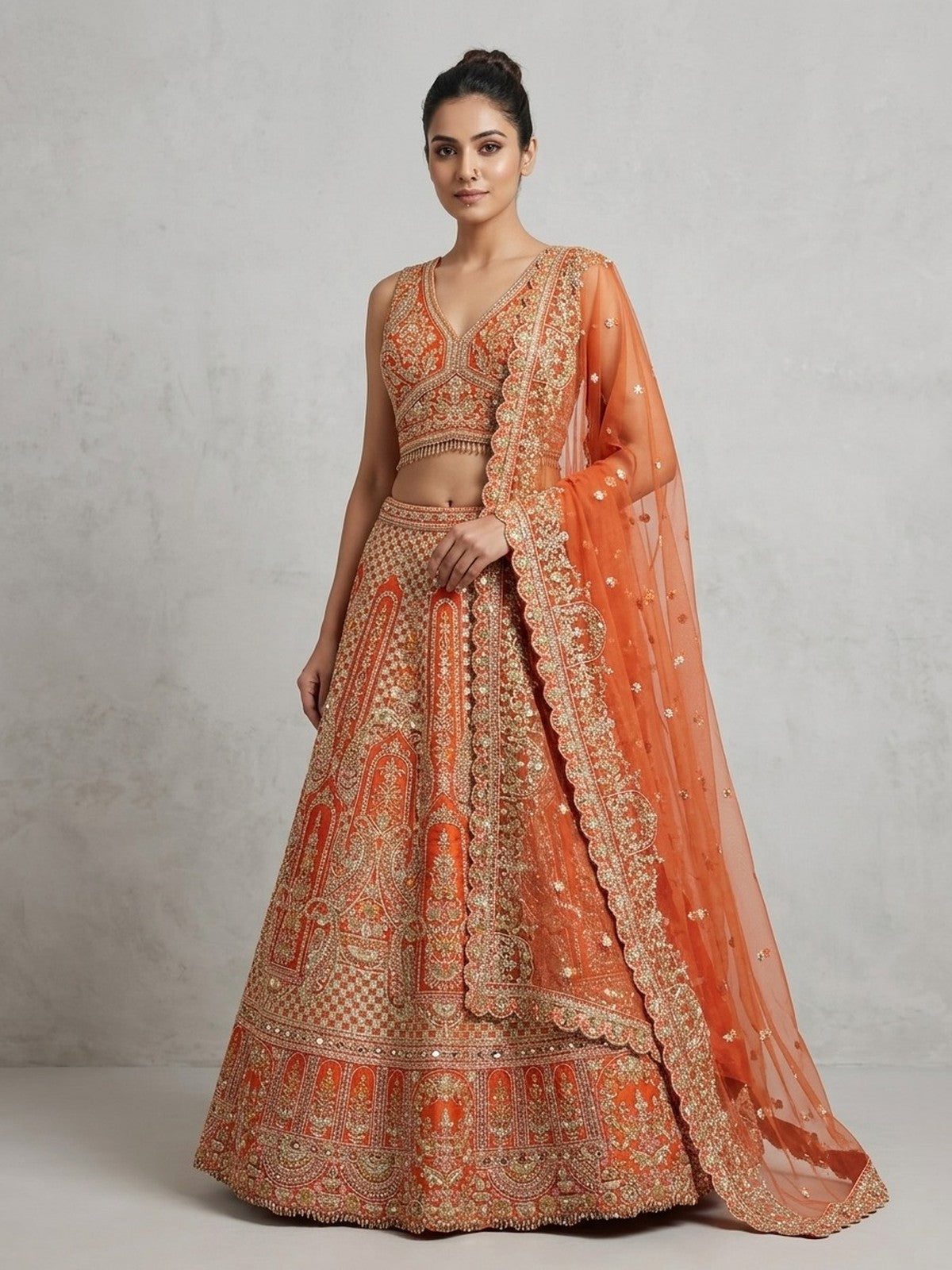 Orange Nazakat Lehenga Choli
