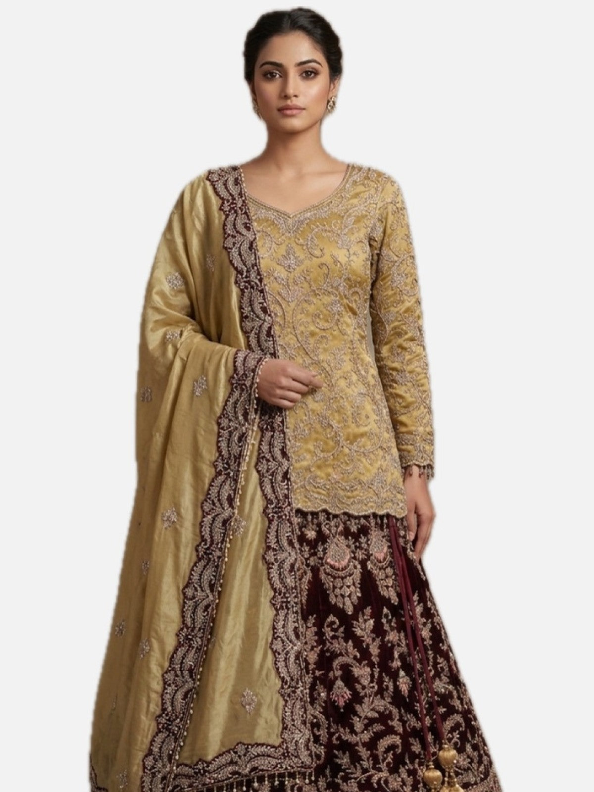 Gold & Maroon Majesty Lehenga Choli