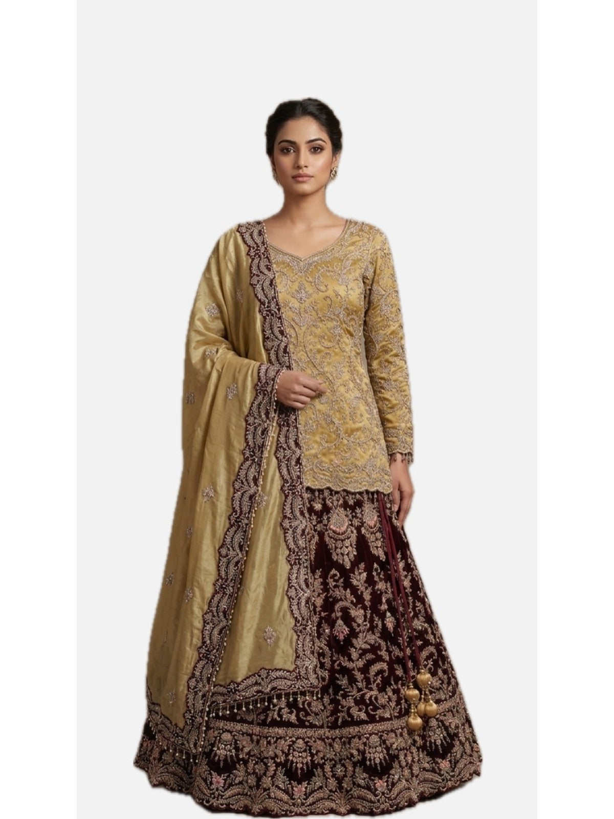 Gold & Maroon Majesty Lehenga Choli