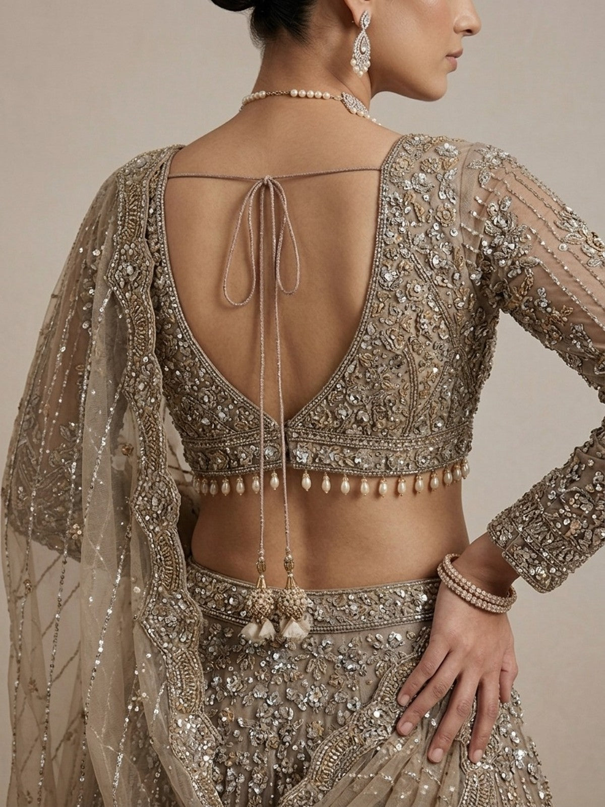 Grey Net Zeb Lehenga Choli