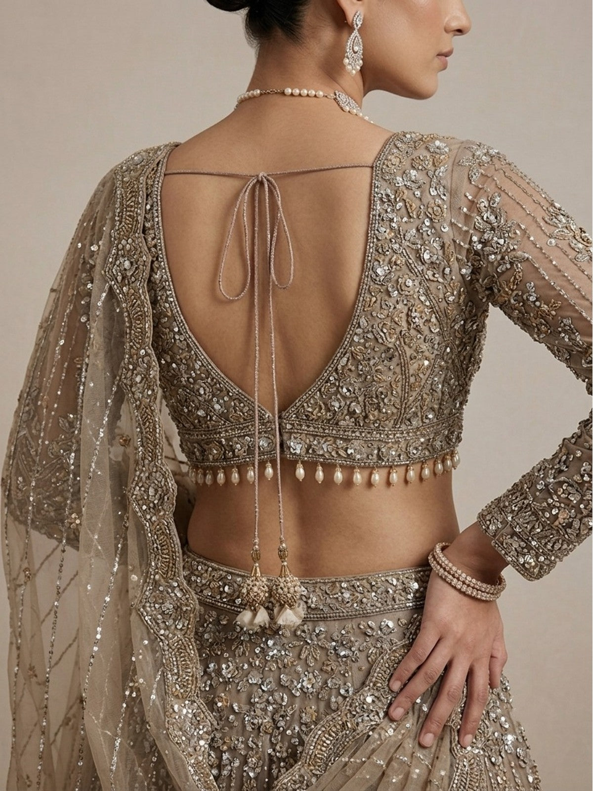 Grey Net Zeb Lehenga Choli