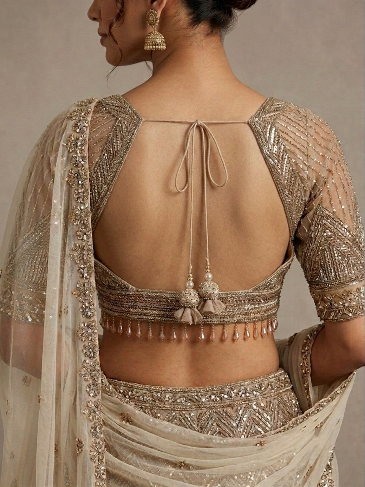 Khaki Net Opulence Lehenga Choli