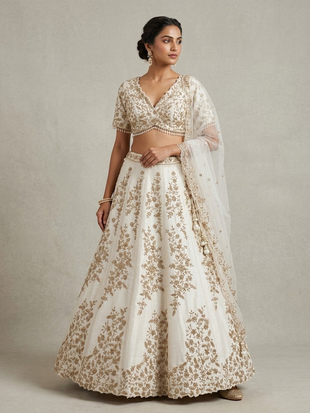 White Silk Grandeur Lehenga Choli
