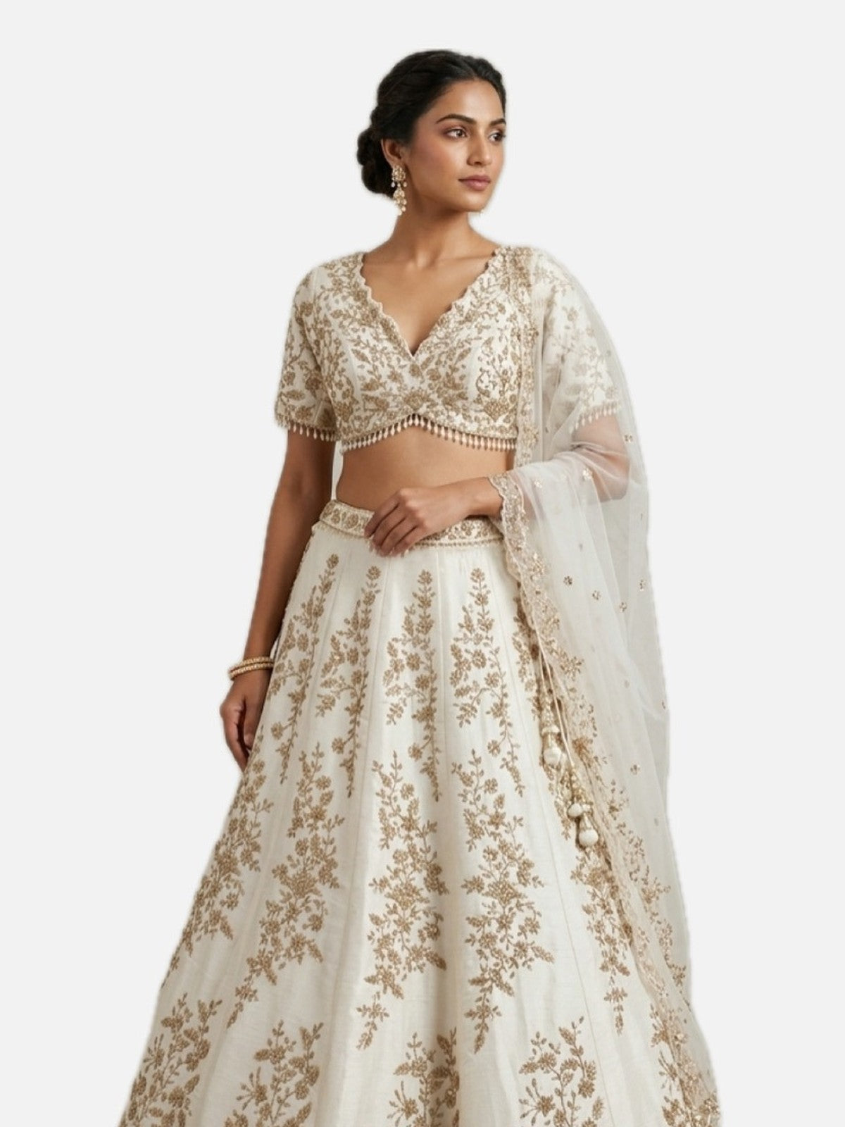 White Silk Grandeur Lehenga Choli