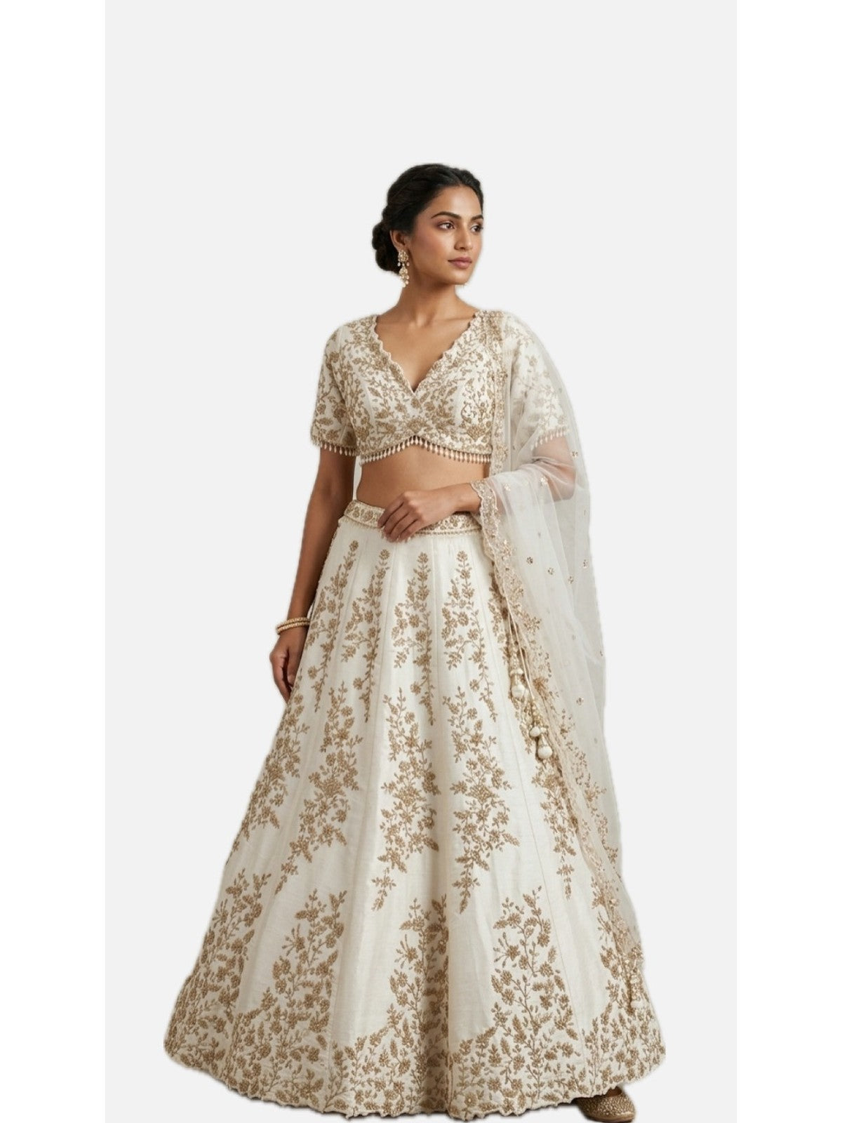 White Silk Grandeur Lehenga Choli