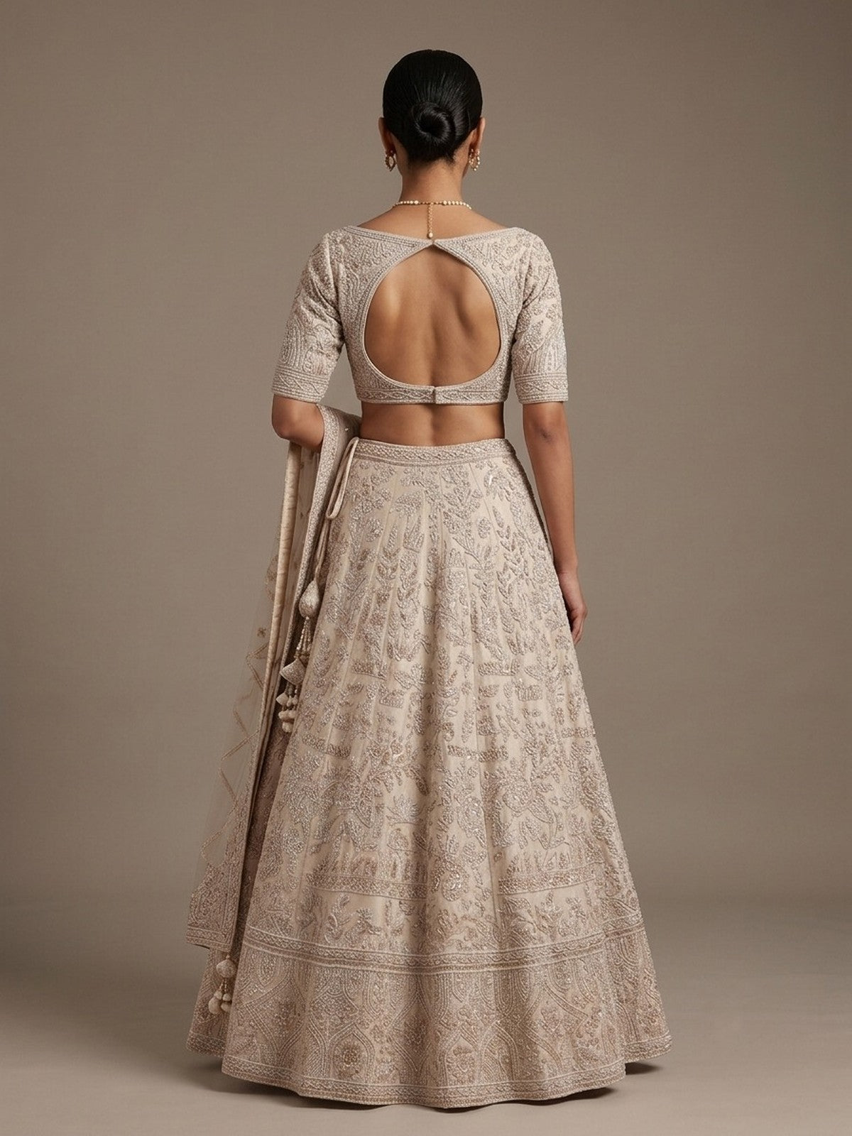 Cream Silk Heritage Lehenga Choli