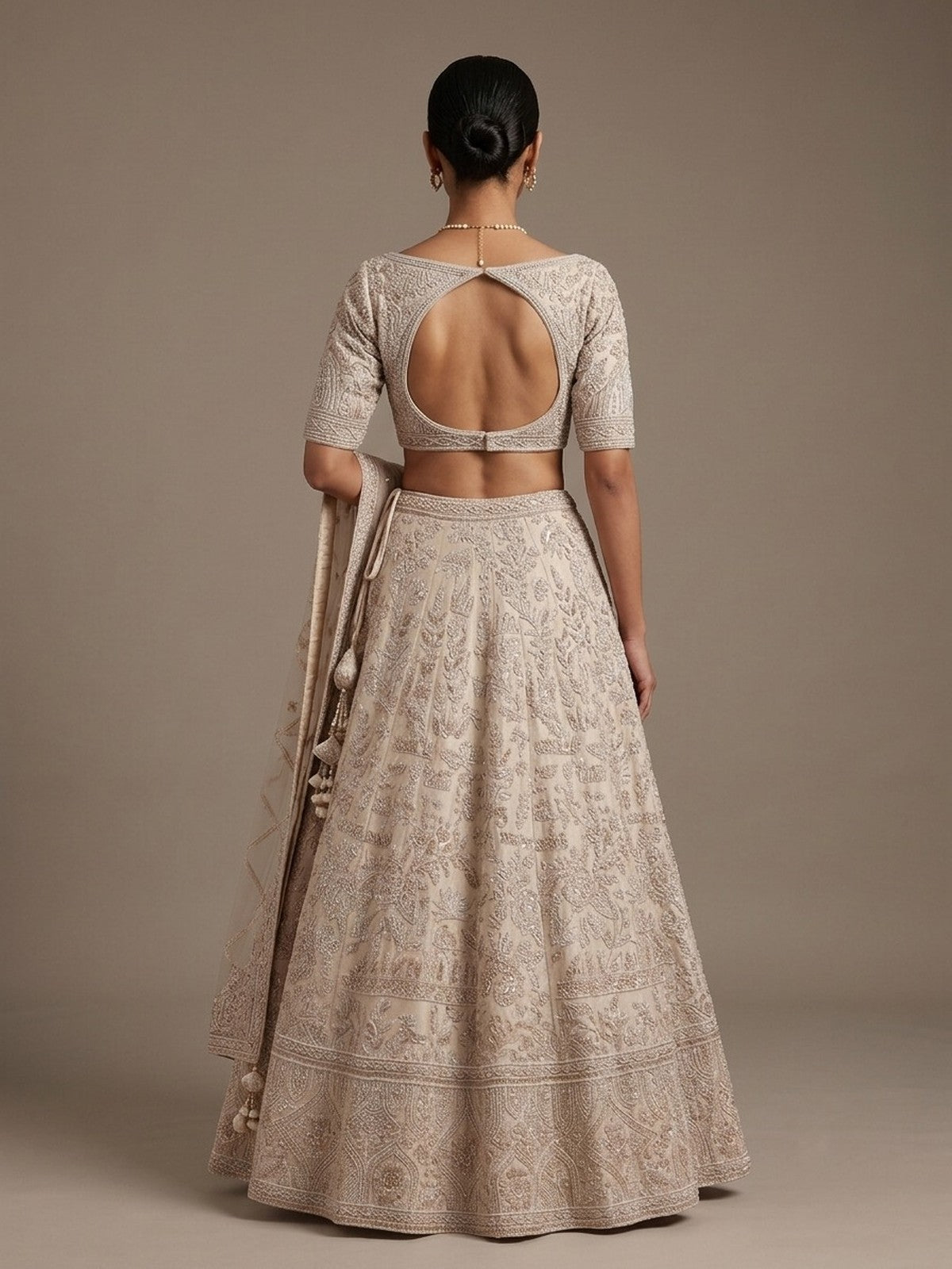 Cream Silk Heritage Lehenga Choli
