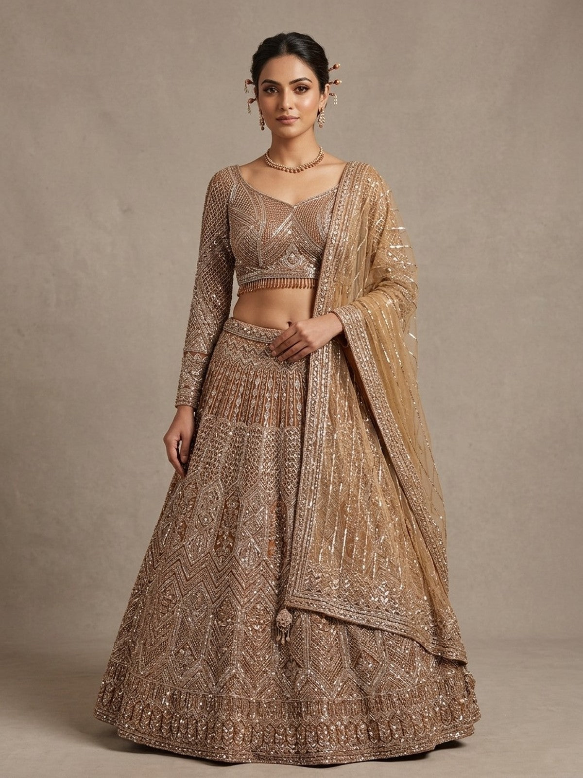 Copper Net Heritage Lehenga Choli