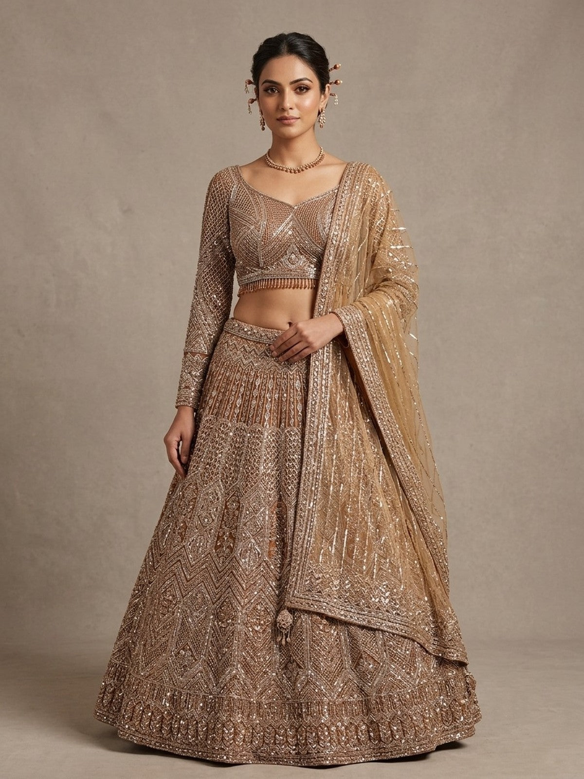 Copper Net Heritage Lehenga Choli
