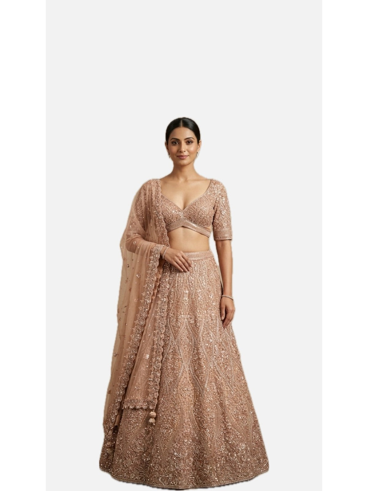 Camel Net Grandeur Lehenga Choli