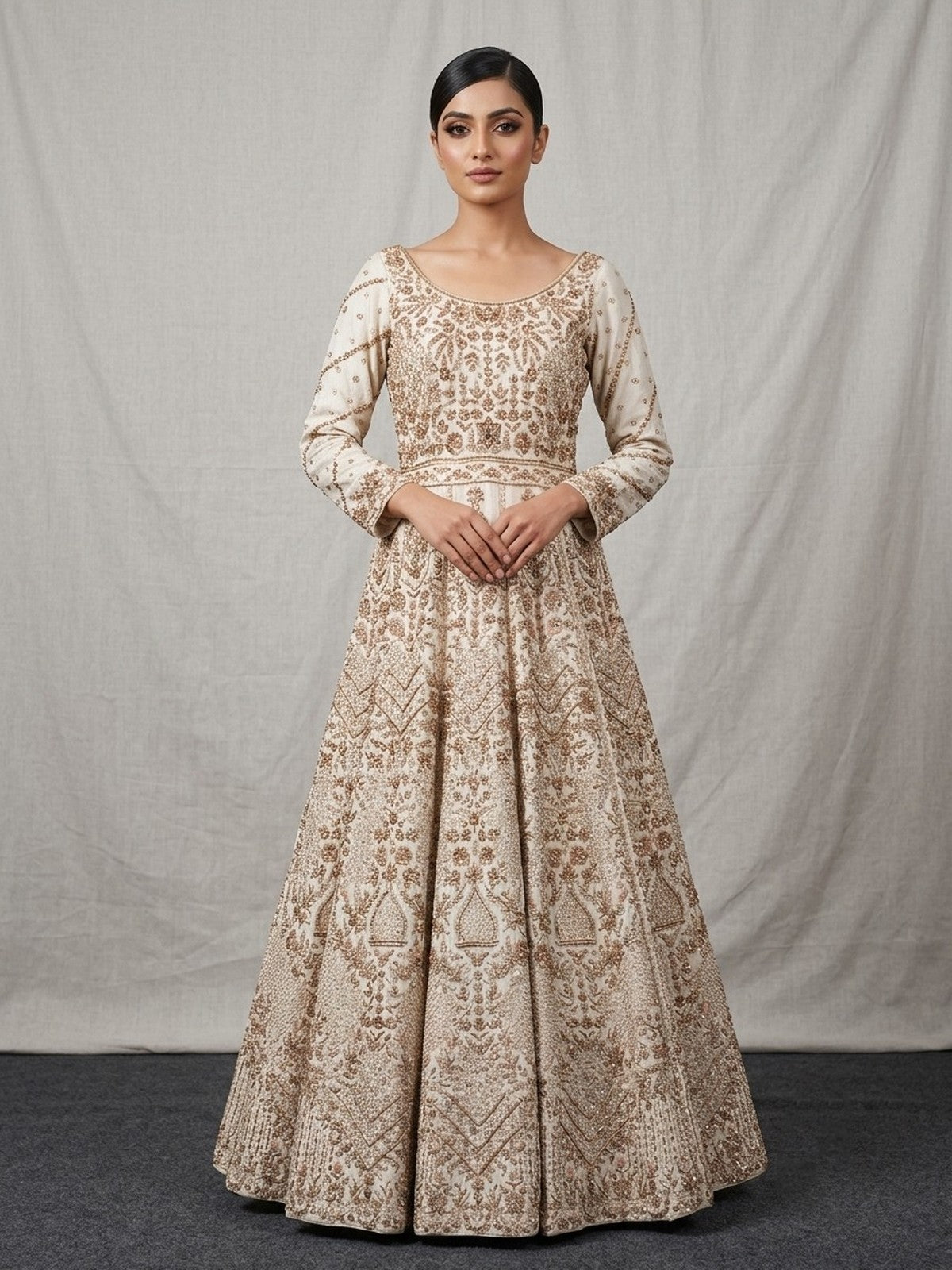White Opulence Anarkali Gown