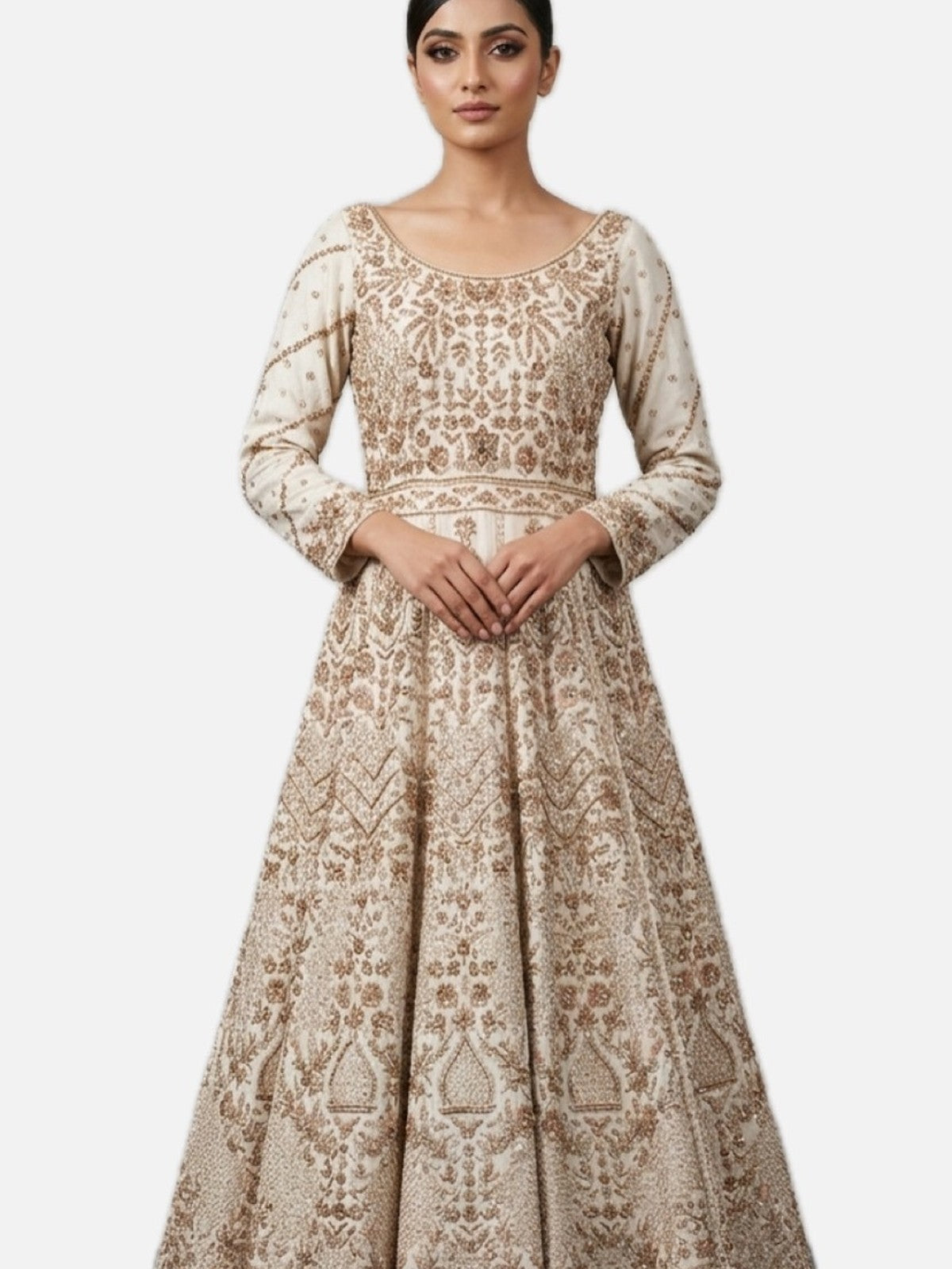 White Opulence Anarkali Gown